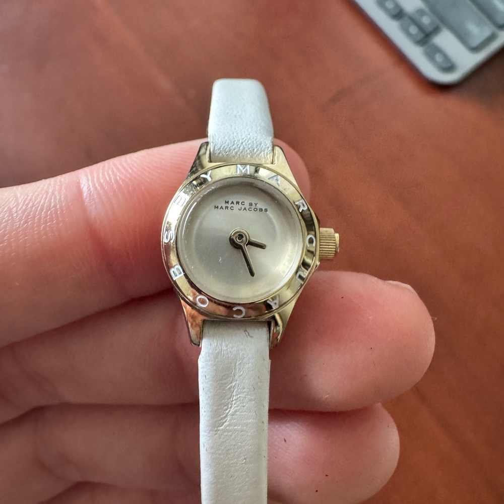 Marc Jacobs Gold-Tone Watch with White Strap
